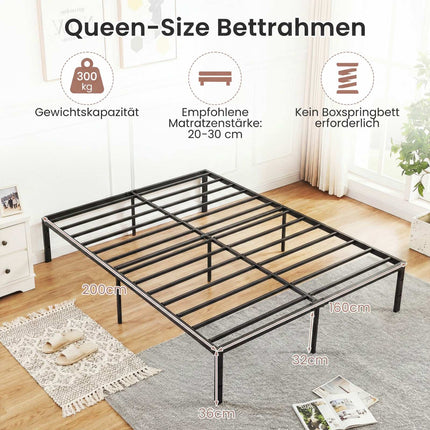 King Size Metal Platform Bed Frame, Black, 200 x 160 cm