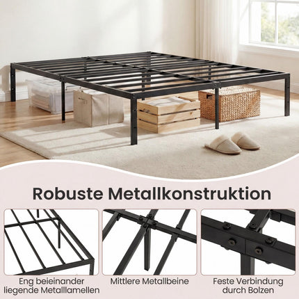 King Size Metal Platform Bed Frame, Black, 200 x 160 cm