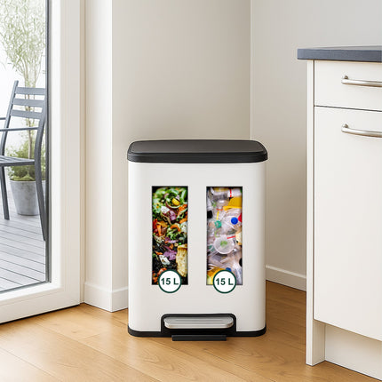 Mülleimer, zwei Fächer, 15L Mülltrenner