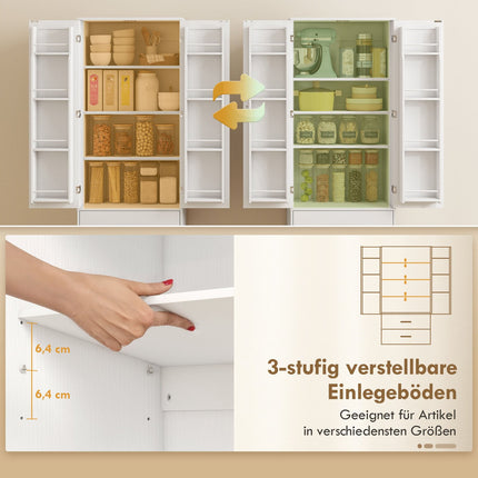 Kitchen Cabinet, Adjustable Shelves, 2 Drawers, White MDF