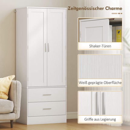 Kitchen Cabinet, Adjustable Shelves, 2 Drawers, White MDF