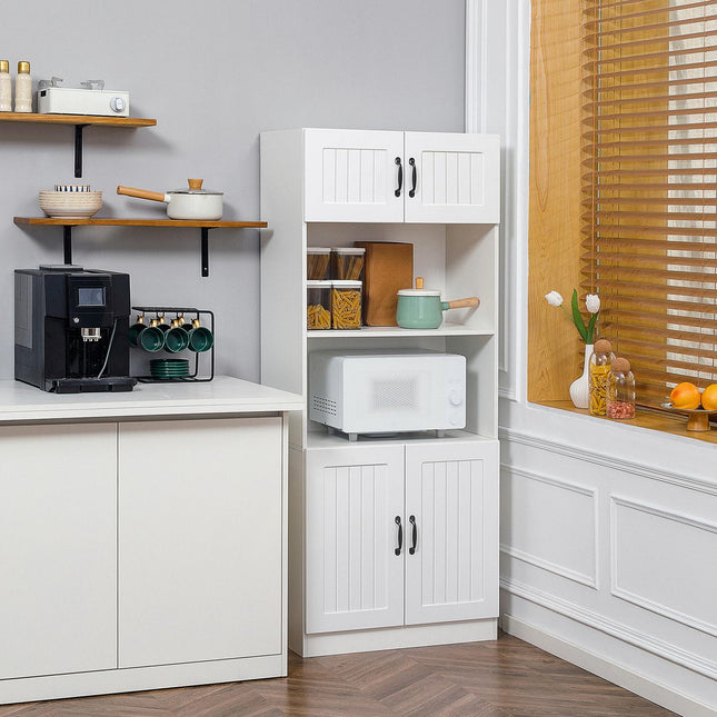 Hoher Küchenbuffetschrank, verstellbare Einlegeböden, Mikrowelle