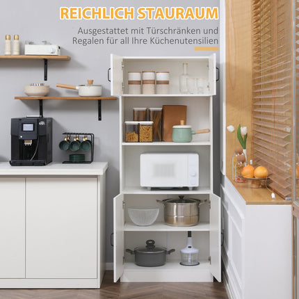 Hoher Küchenbuffetschrank, verstellbare Einlegeböden, Mikrowelle