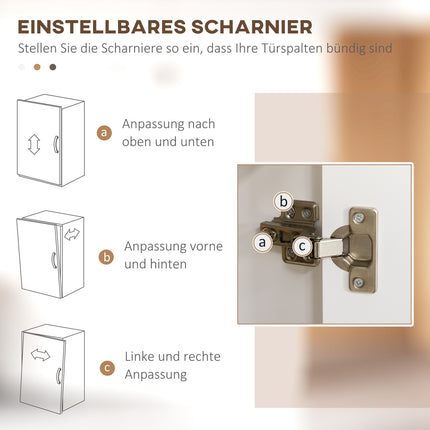 Weißer hoher Küchenschrank – 2 Schubladen, offenes Regal, Soft-Close