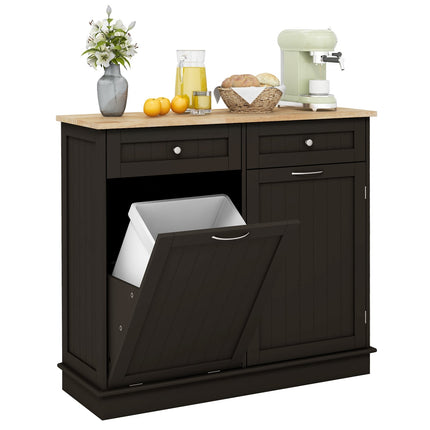 Kitchen Cabinet for 42L Trash Bin with Drawers & Shelf
