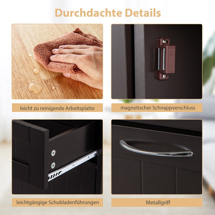Kitchen Cabinet for 42L Trash Bin with Drawers & Shelf