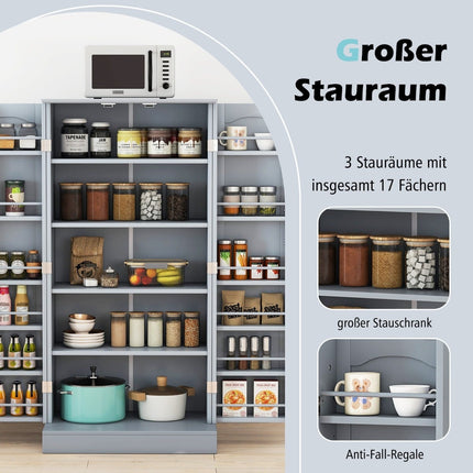 Kitchen Cabinet with 2 Doors & Adjustable Shelves, Gray