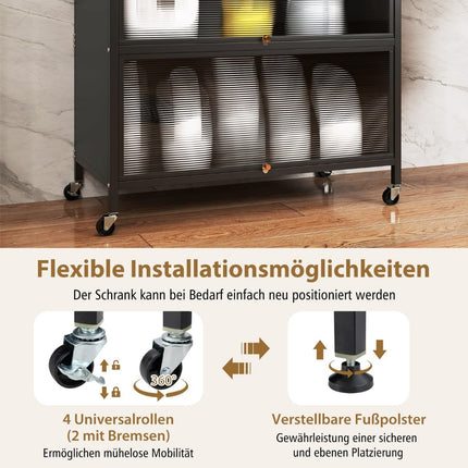 Kitchen Cabinet with 6 Shelves, Black, Freestanding