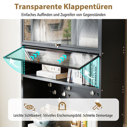 Kitchen Cabinet with 6 Shelves, Black, Freestanding