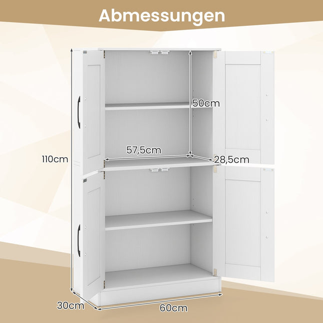 Küchenschrank mit verstellbaren Einlegeböden – Weiß, 4 Türen