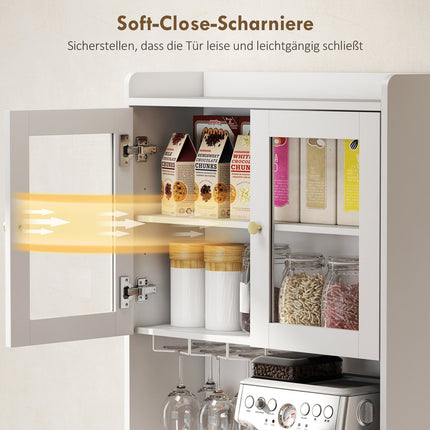 Küchenschrank mit Arbeitsplatte, Weinglashalter, 170 cm, MDF, Weiß