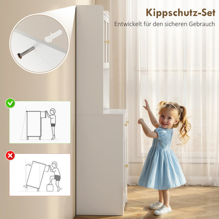 Küchenschrank mit Arbeitsplatte, Weinglashalter, 170 cm, MDF, Weiß