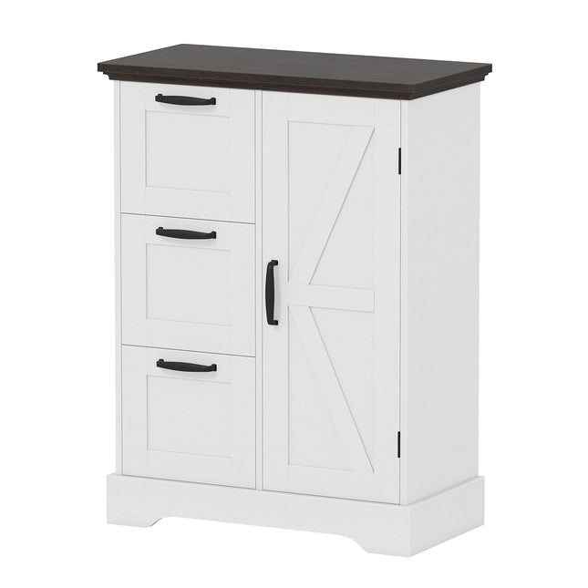 Küchenschrank mit Türen und 3 Schubladen – Weißes MDF