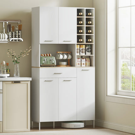 Küchenschrank mit offenen Regalen, Weinregal, weiße MDF