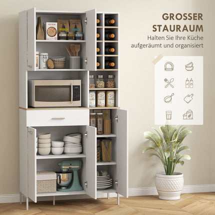 Küchenschrank mit offenen Regalen, Weinregal, weiße MDF