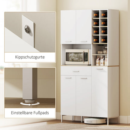 Küchenschrank mit offenen Regalen, Weinregal, weiße MDF