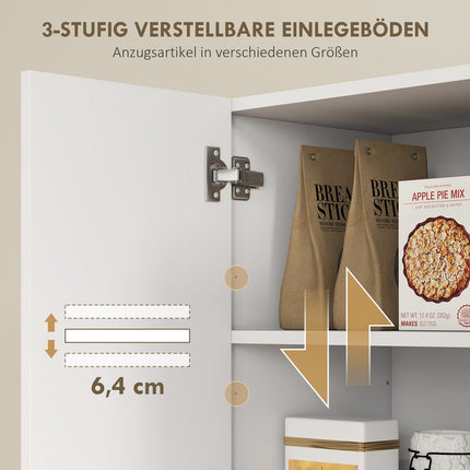 Küchenschrank mit offenen Regalen, Weinregal, weiße MDF