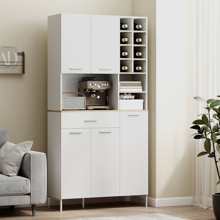 Küchenschrank mit offenen Regalen, Weinregal, weiße MDF