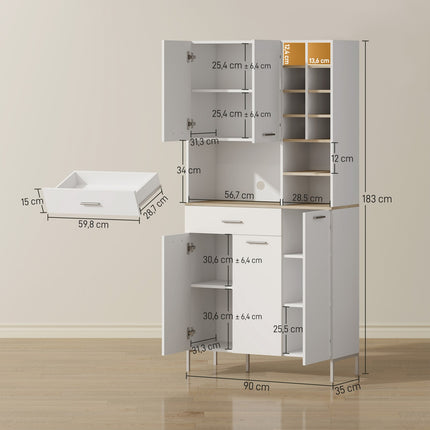 Küchenschrank mit offenen Regalen, Weinregal, weiße MDF