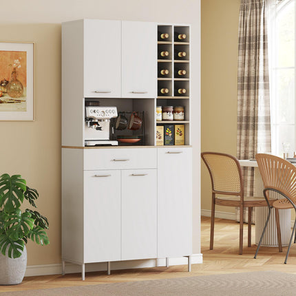 Küchenschrank mit offenen Regalen, Weinregal, weiße MDF