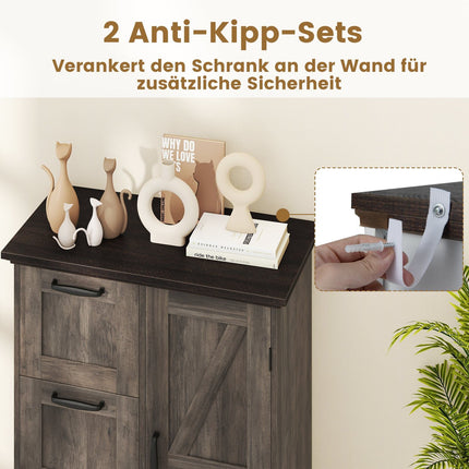 Kitchen Cabinet with Sliding Door & 3 Drawers, Gray MDF