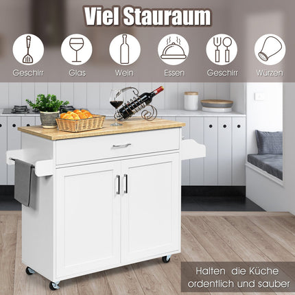 Servierwagen mit verstellbarem Regal und feststellbaren Rollen