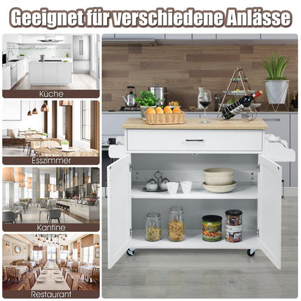 Servierwagen mit verstellbarem Regal und feststellbaren Rollen