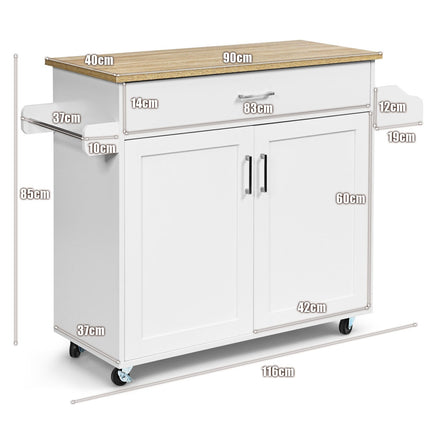 Servierwagen mit verstellbarem Regal und feststellbaren Rollen