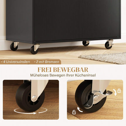Kitchen Cart with Drawer, Cabinet, Towel Rack, Black/Oak