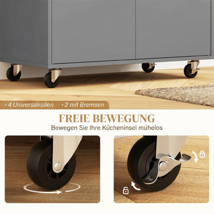 Kitchen Cart with Drawer, Cabinet, Towel Rack, Grey/Oak