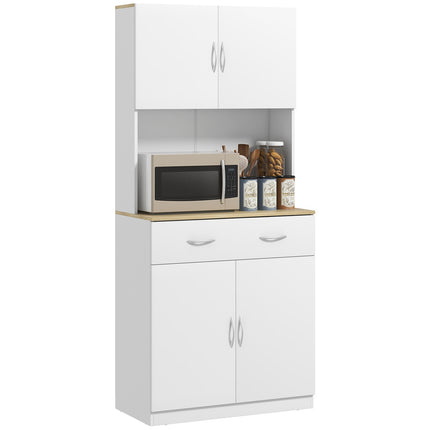 Meuble de cuisine, meuble haut, buffet de cuisine avec 2 placards, meuble à vaisselle, meuble de salle à manger avec tiroirs, placard, blanc, 80 x 40 x 180 cm