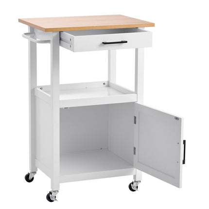 Kitchen Island Cart With Drawer, Cabinet, Locking Wheels 45x59 cm White