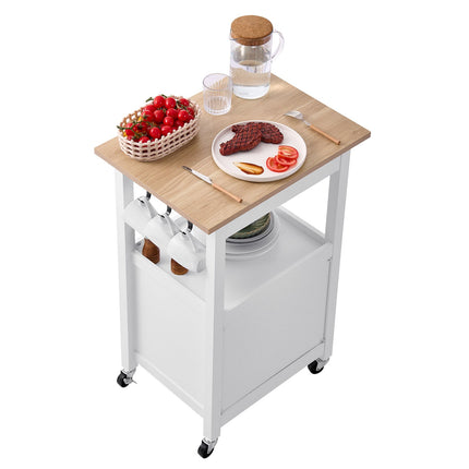 Kitchen Island Cart With Drawer, Cabinet, Locking Wheels 45x59 cm White