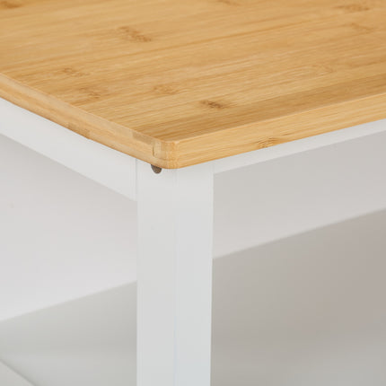Kitchen Island Cart with Bamboo Top and Wine Rack
