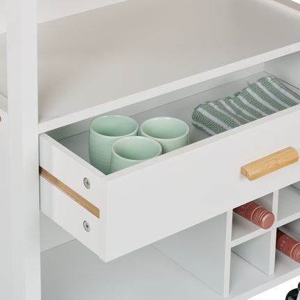 Kitchen Island Cart with Bamboo Top and Wine Rack