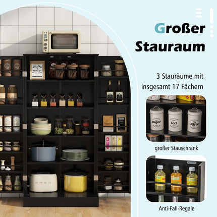 Kitchen Pantry Cabinet with 2 Doors & 6 Adjustable Shelves