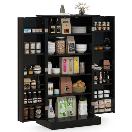Kitchen Pantry Cabinet with 2 Doors & 6 Adjustable Shelves
