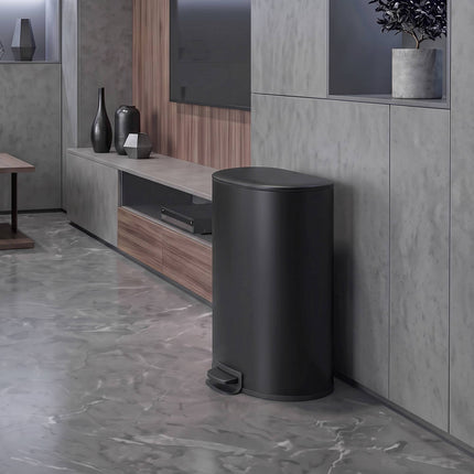 Kitchen Pedal Bin 40 L with Soft-Close and Stay-Open Lid, Black, Stainless Steel