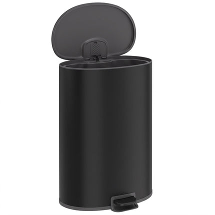 Kitchen Pedal Bin 40 L with Soft-Close and Stay-Open Lid, Black, Stainless Steel