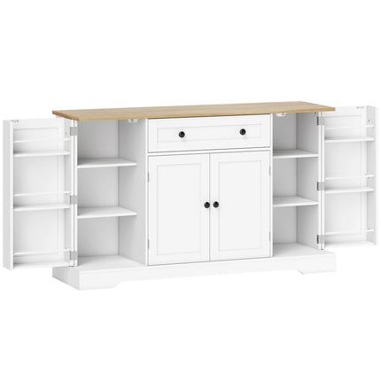 Kitchen Sideboard Cabinet, 4 Doors, Drawer, 138 cm, White