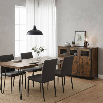 Kitchen Sideboard with Adjustable Shelves, Glass Doors