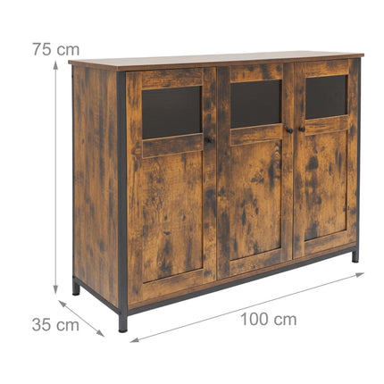 Kitchen Sideboard with Adjustable Shelves, Glass Doors