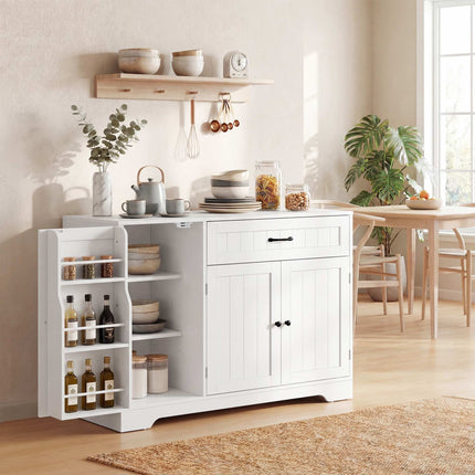 Kitchen Sideboard with Drawer and Adjustable Shelves, White