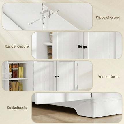 Kitchen Sideboard with Drawer and Adjustable Shelves, White