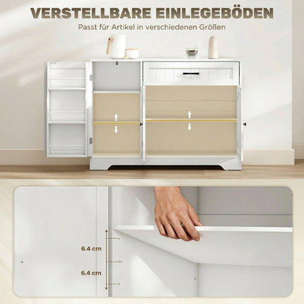 Kitchen Sideboard with Drawer and Adjustable Shelves, White