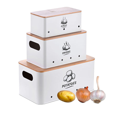 Küchenaufbewahrungsbox-Set, 3-teilig, Bambusdeckel