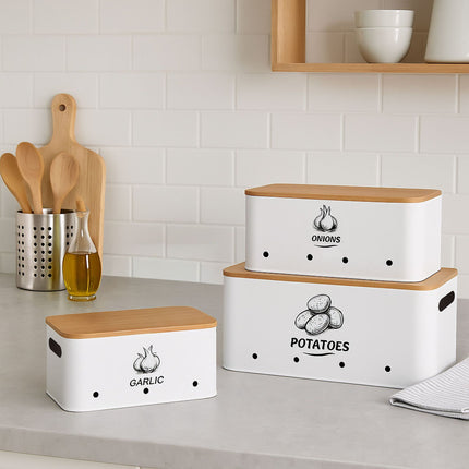 Küchenaufbewahrungsbox-Set, 3-teilig, Bambusdeckel