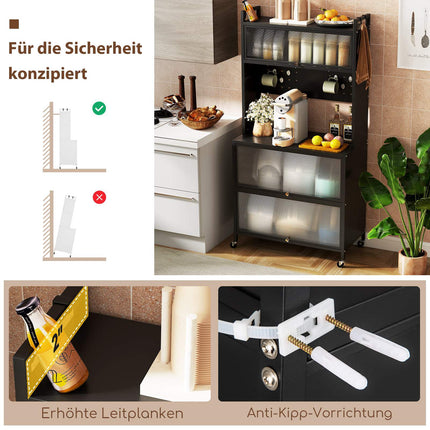 Küchenschrank mit Rollen, Falttüren, Haken