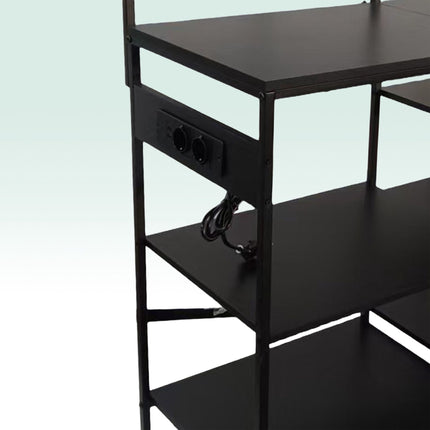 Kitchen Storage Shelf with Power Outlets and Hooks