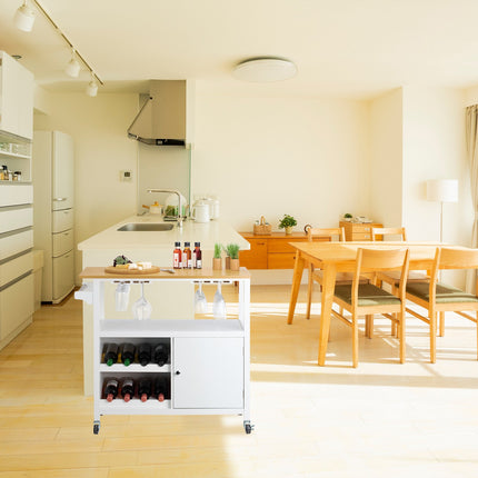 Kitchen Storage Trolley with Wine Rack and Glass Holder